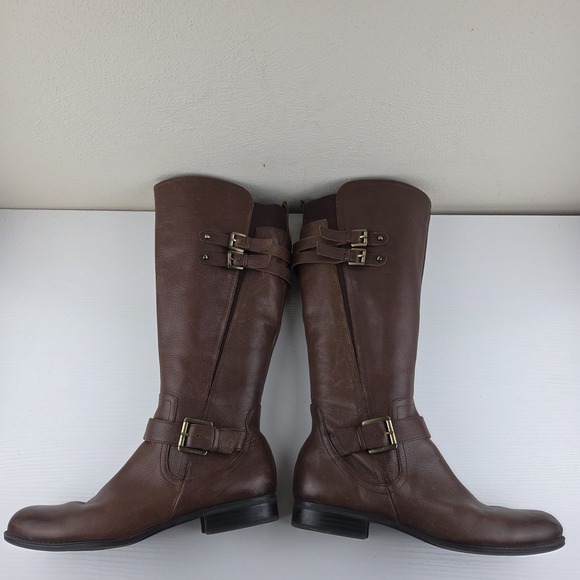 NATURALIZER Women's Riding Boots Jessie Chocolate Brown Leather Zip Size 12 M - Picture 9 of 16